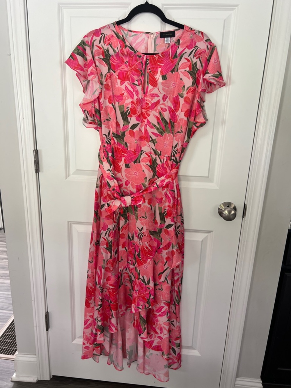 Ava‎ & Aiden Pink Floral High-Low Midi Dress